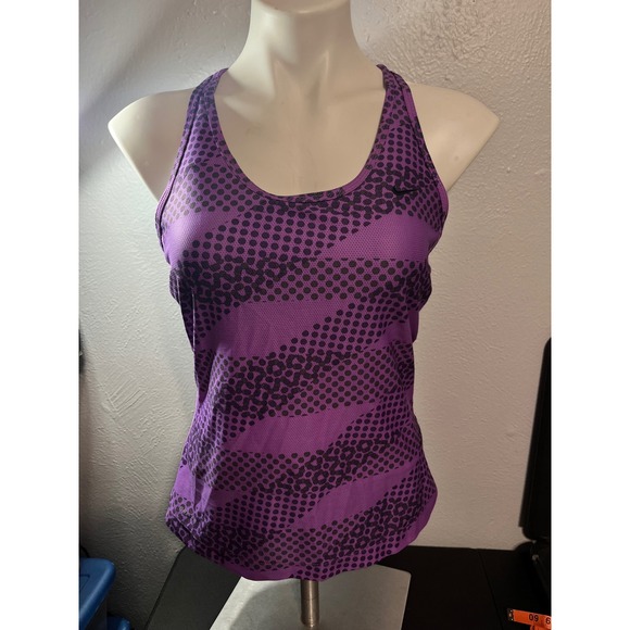 Nike Tops - Nike Womens Dri-FIT Purple Leopard Polka Dot Racerback Tank Top Built-in Bra M